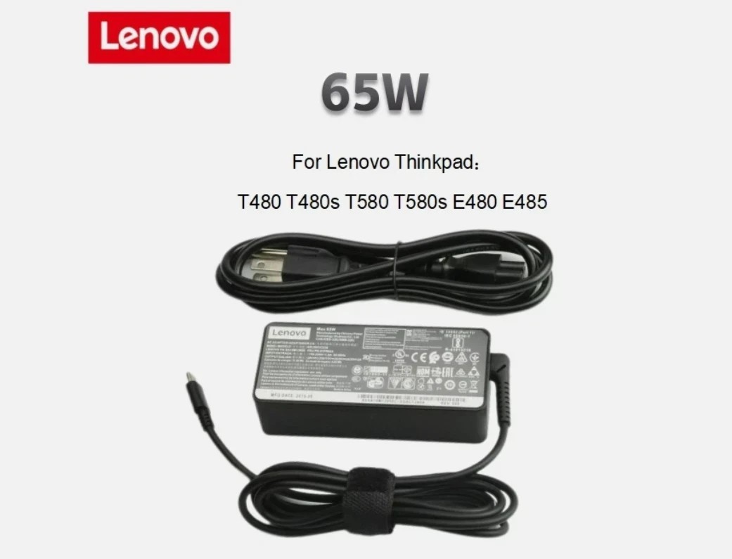 Genuine 65W USB-C Adapter for Lenovo ThinkPad E14 E15 T480s T490 T14 T15 X1 X13