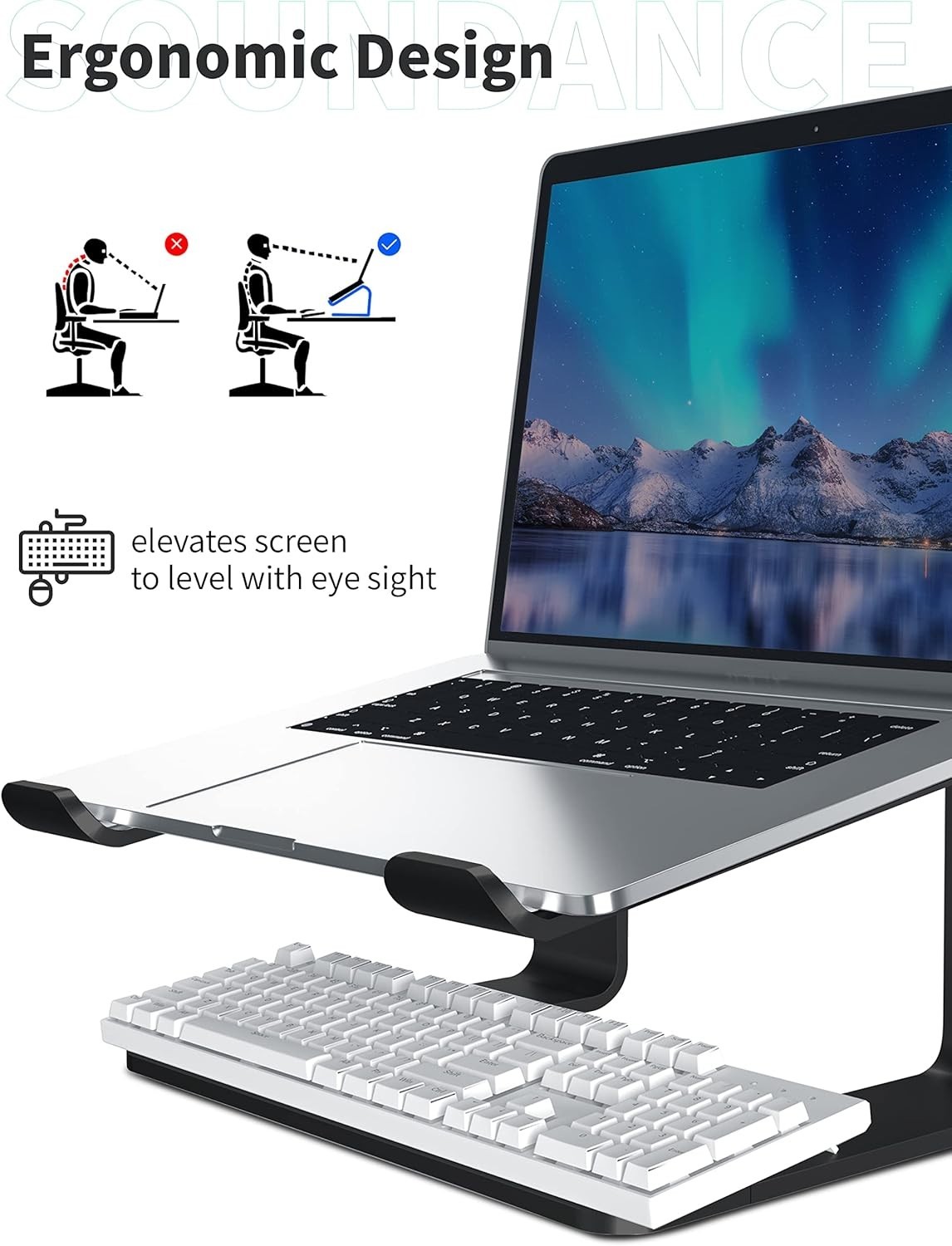 Ergonomic Laptop Stand – Aluminum Riser for Optimal Comfort & Airflow (10-15.6″)