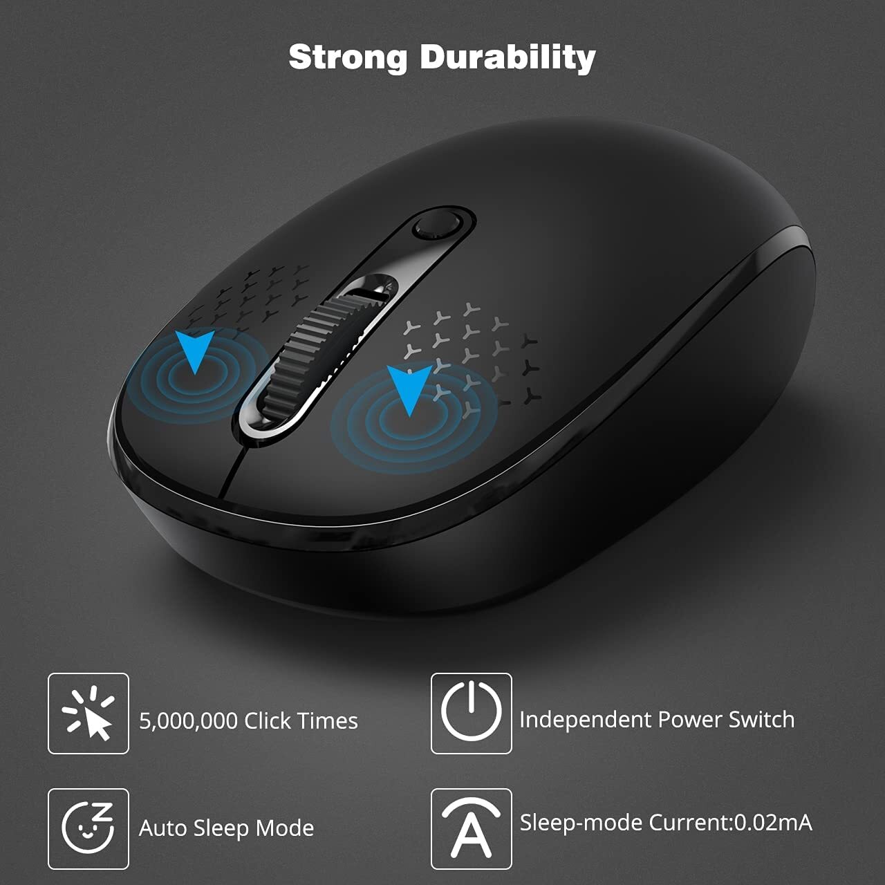 Portable Wireless Mouse, 2.4GHz Silent with USB Receiver, Optical USB Mouse