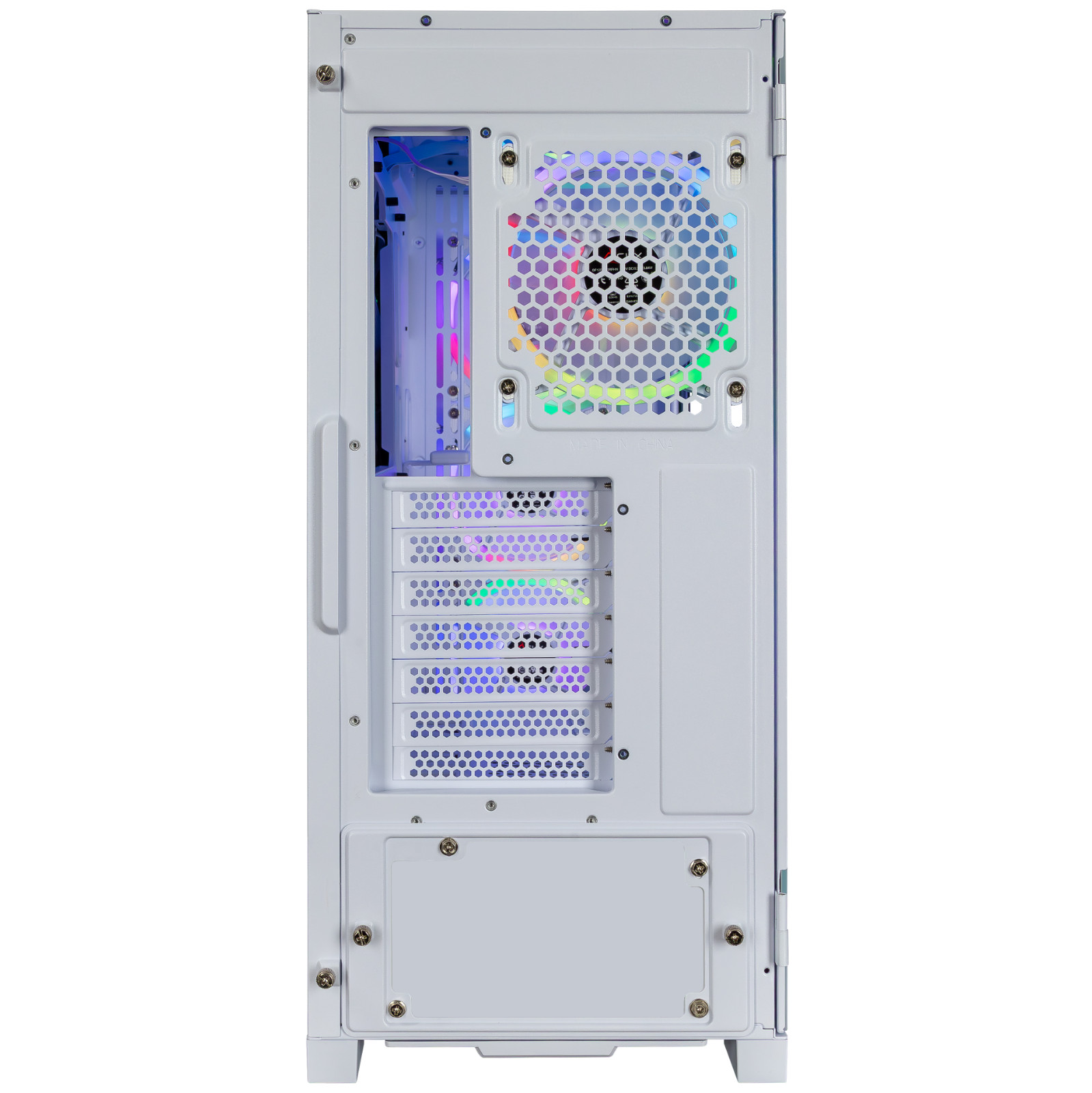 CLX White Obelisk Gaming PC Case ATX/E-ATX Mid Tower Tempered Glass NEW