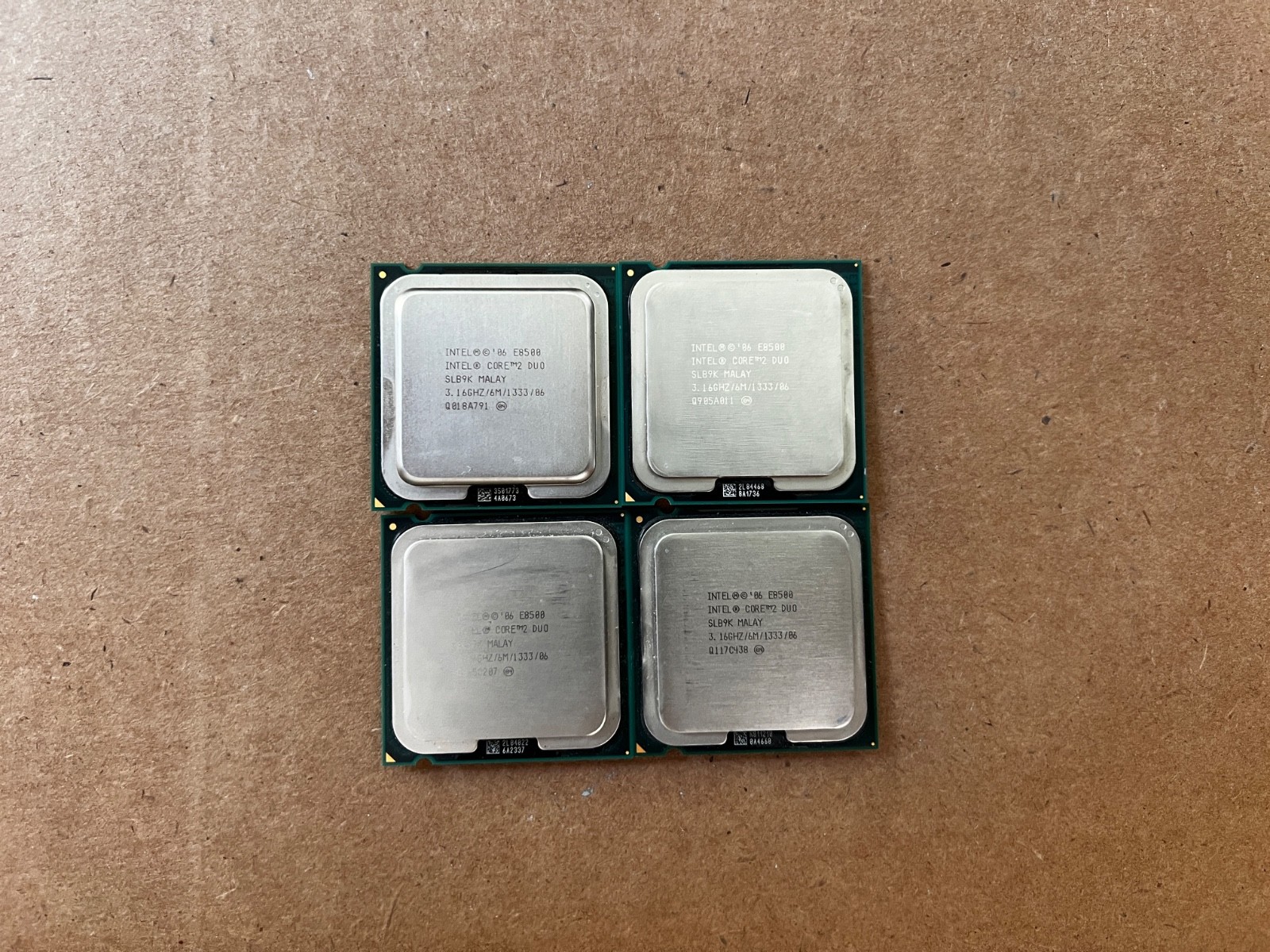 Lot of 4 Intel Core 2 Duo E8500 CPU 3.16 GHz 6MB LGA-775 SLAPK Desktop Processor