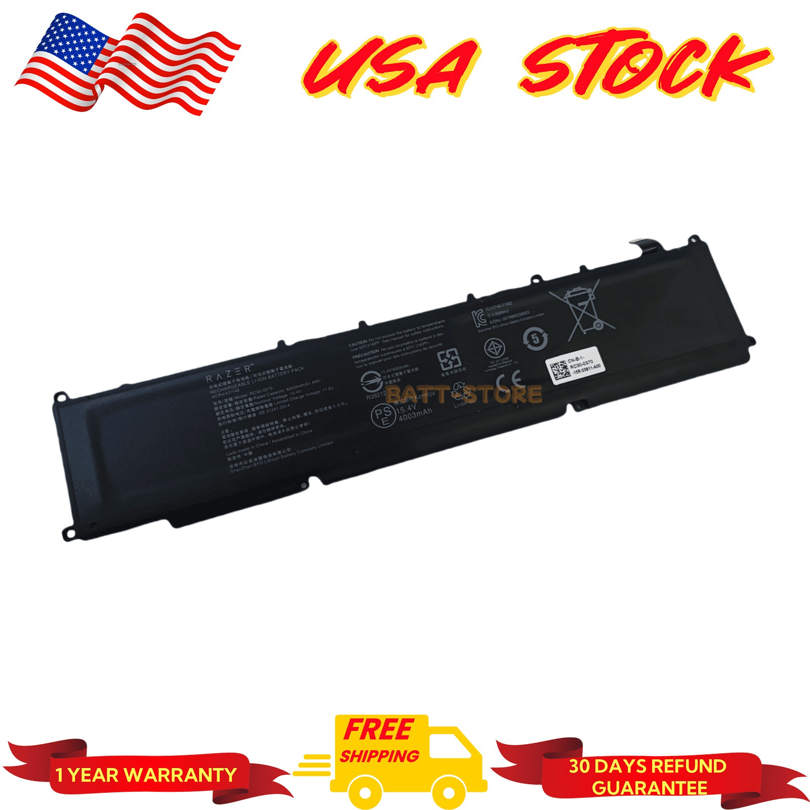 61.6Wh RC30-0370 ORIGINAL Battery For Razer Blade Ryzen 14″ 2021 2022 RZ09-0368