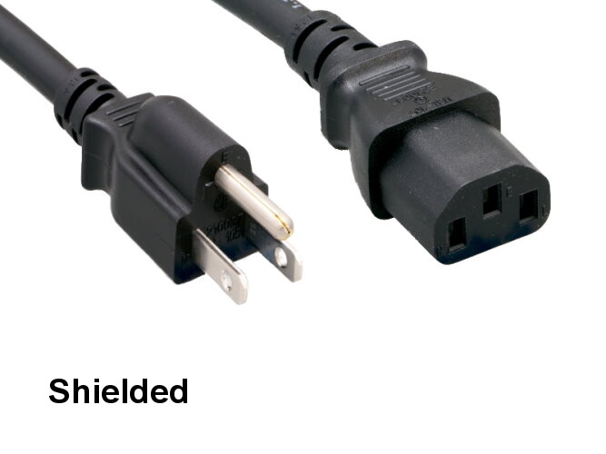 Kentek 12Ft Shielded AC Power Cord NEMA 5-15P/IEC320 C13 18AWG 10A 125V Universa