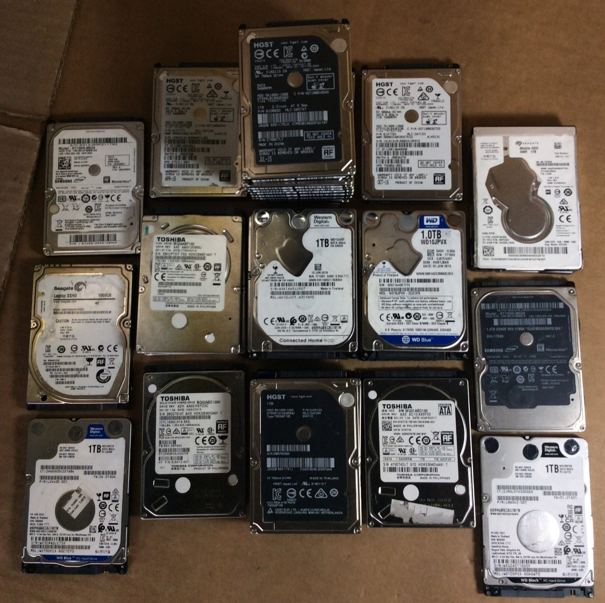 Lot of 30~ 1TB Laptop 2.5″ SATA HARD DRIVES [Mixed Brands] TESTED ~100% Healthy