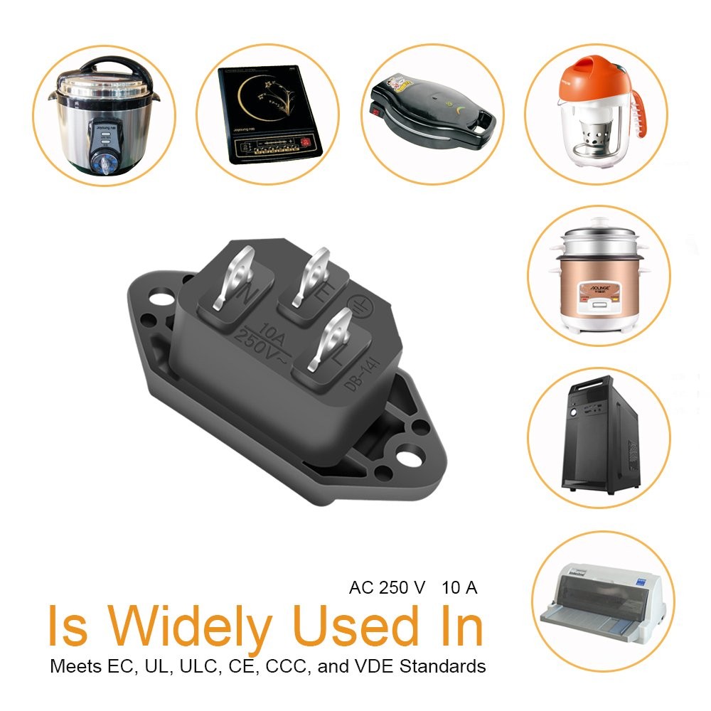 C14 Panel Mount Plug Adapter, 10 Pack AC Power Socket 250V 10A IEC 320 Termin…