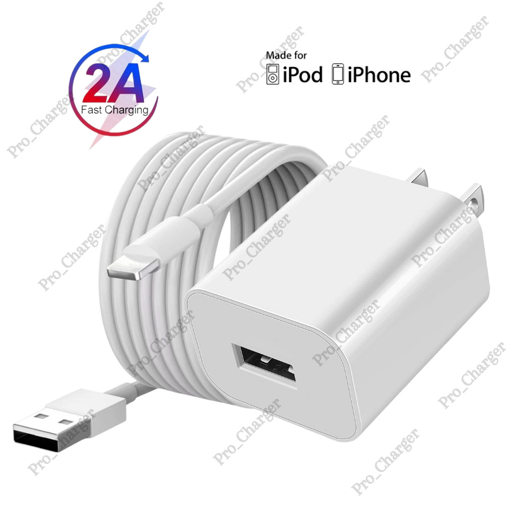 For iPhone 6 7 8 SE X XS XR 11 USB Fast Wall Charger Block Power Adapter Cable