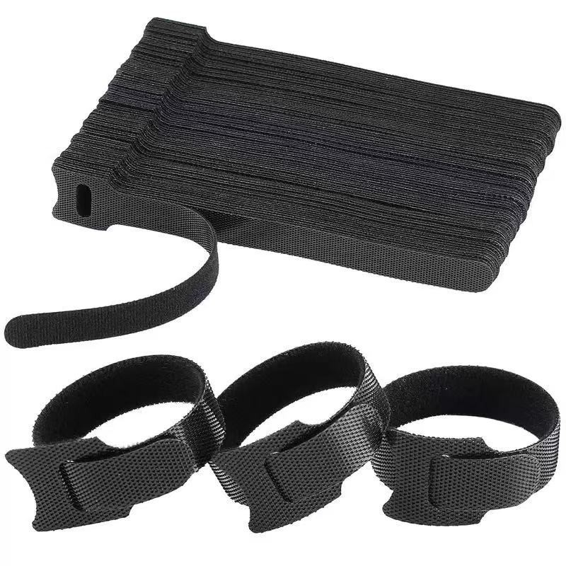 100 Cable Straps black Wire Cord Hook Loop Ties Reusable Fastening Organizer-Lot