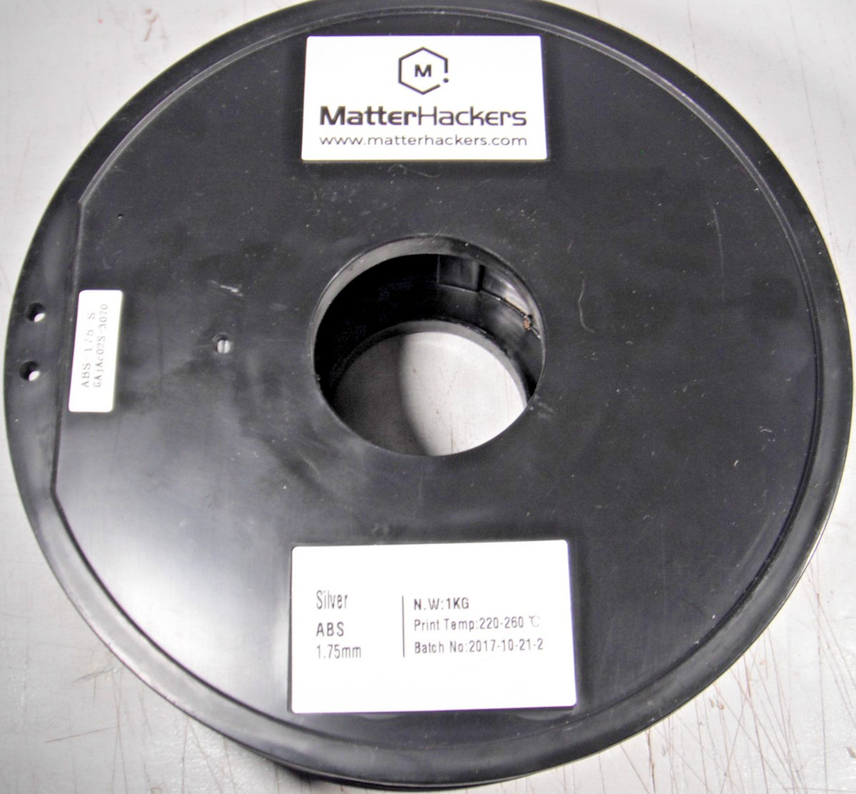 MATTERHACKERS SILVER ABS 1.75mm Filament 220-260 C Opened Roll 1 lb +/-