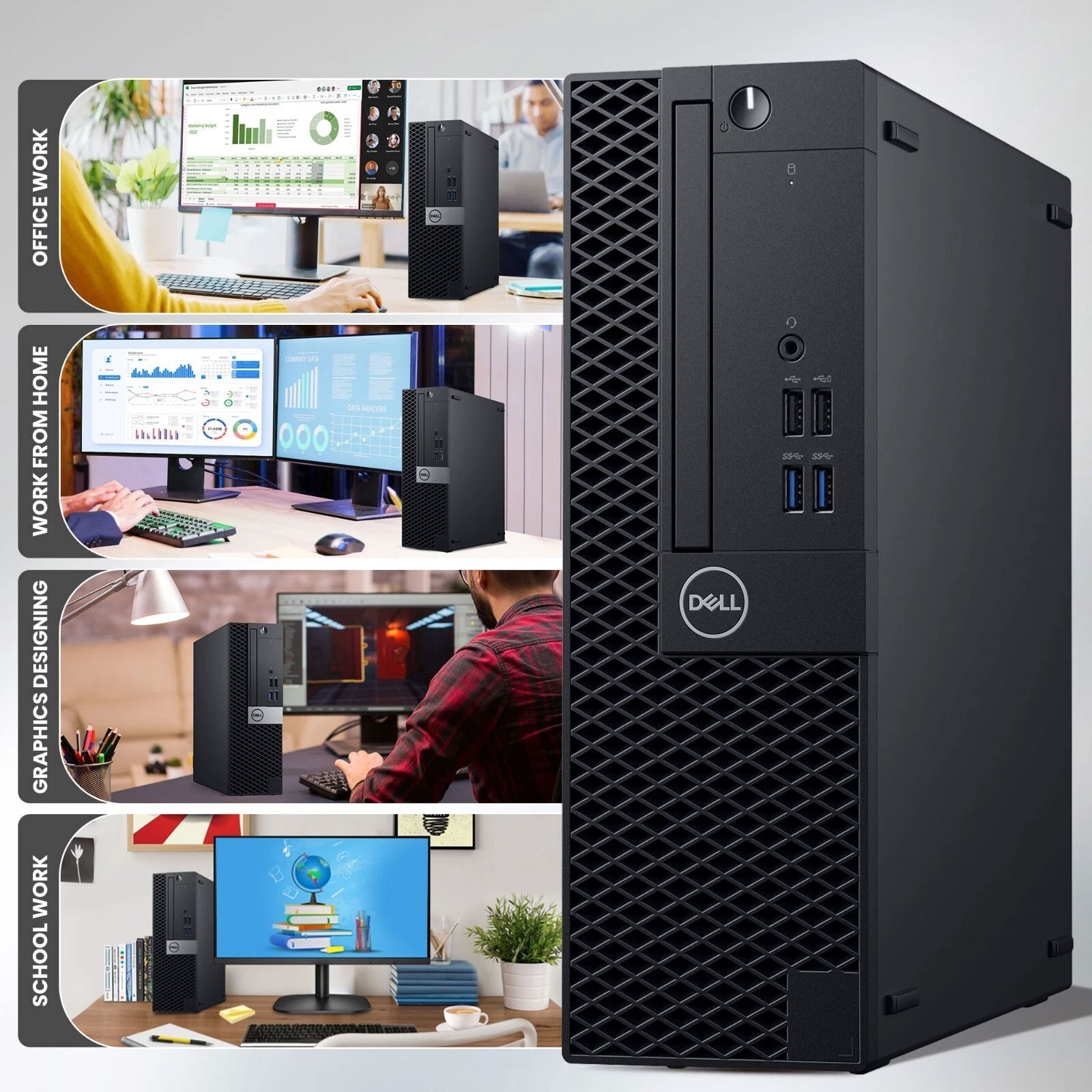 Dell Desktop PC i5-7th 32GB RAM 1TB SSD Built-in WiFi New 24 Inch LED Windows 11