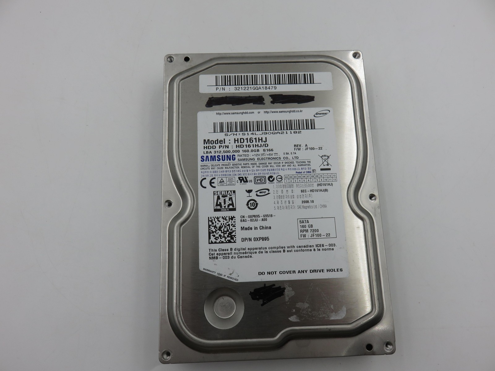 Samsung SpinPoint HD161HJ 160GB 3.5in Hard Drive 7200RPM SATA II 3.0Gb/s Silver