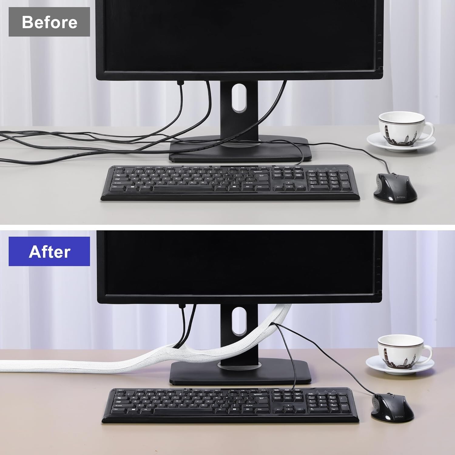 White Sleeve for Cables, Cable Management or AIO Water Cooler 400mm Length Pair