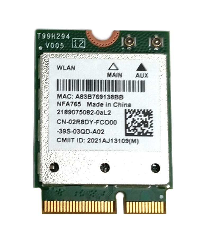 Dell (Qualcomm QCNFA765) WCN6856 Wireless Card with Bluetooth 5.2 – Wi-Fi 2R8DY