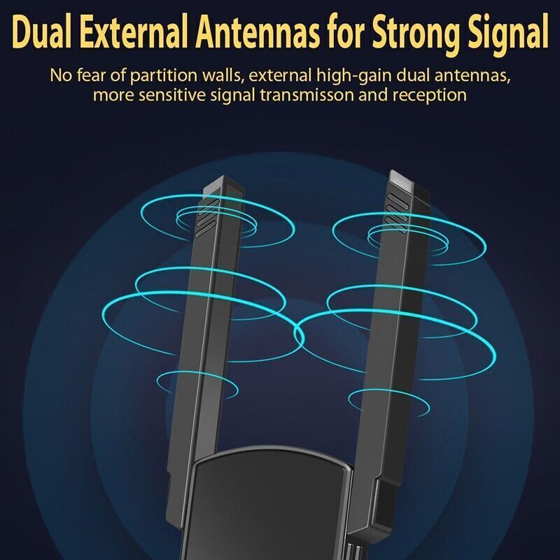USB 3.0 Wireless WIFI Adapter 1300Mbps Long Range Dongle Dual Band 5Ghz Network