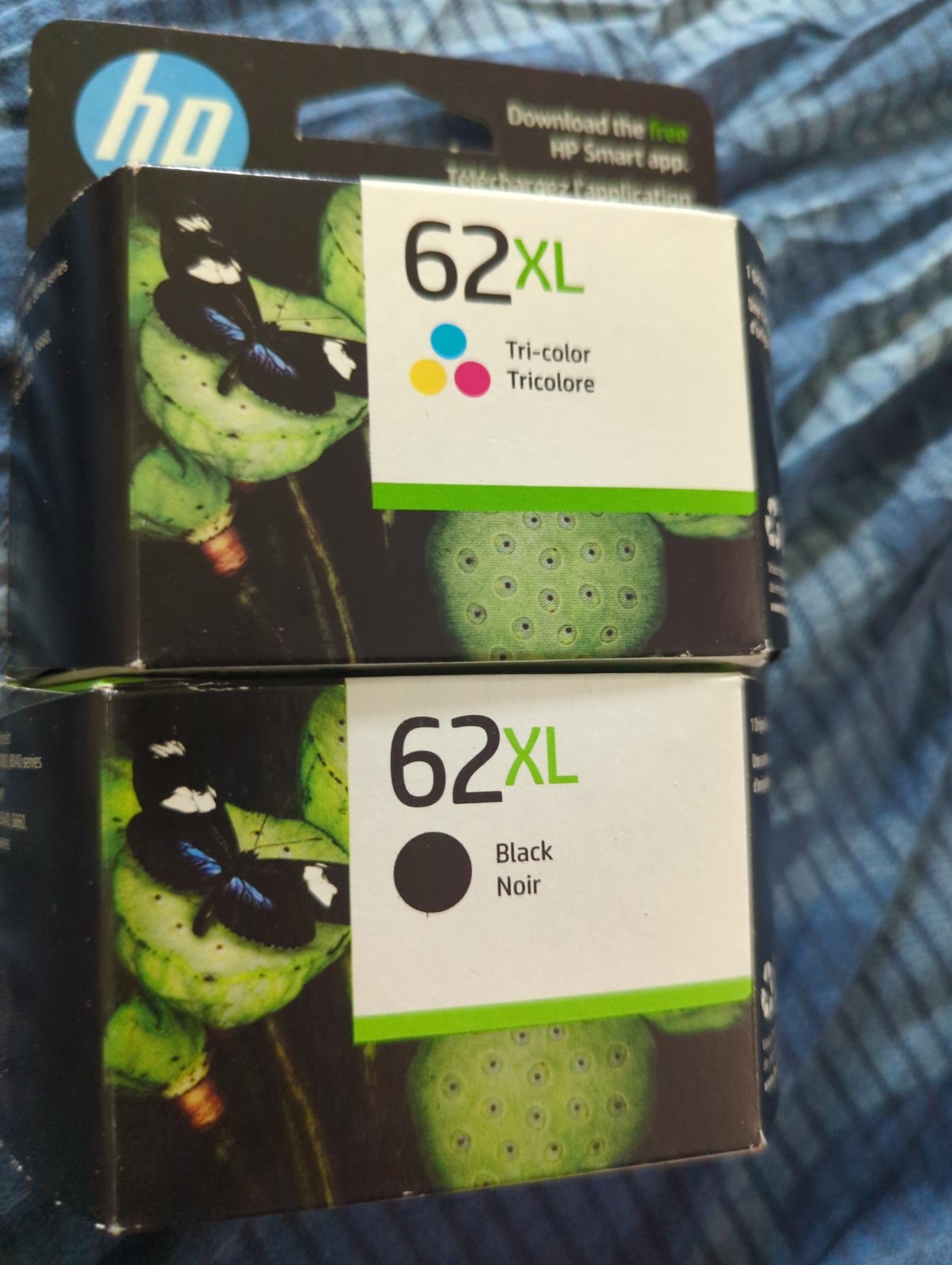HP 62XL Black & Color Ink Set F6U02BN C2P05AN & C2P07AN Genuine Retail Box 11/25