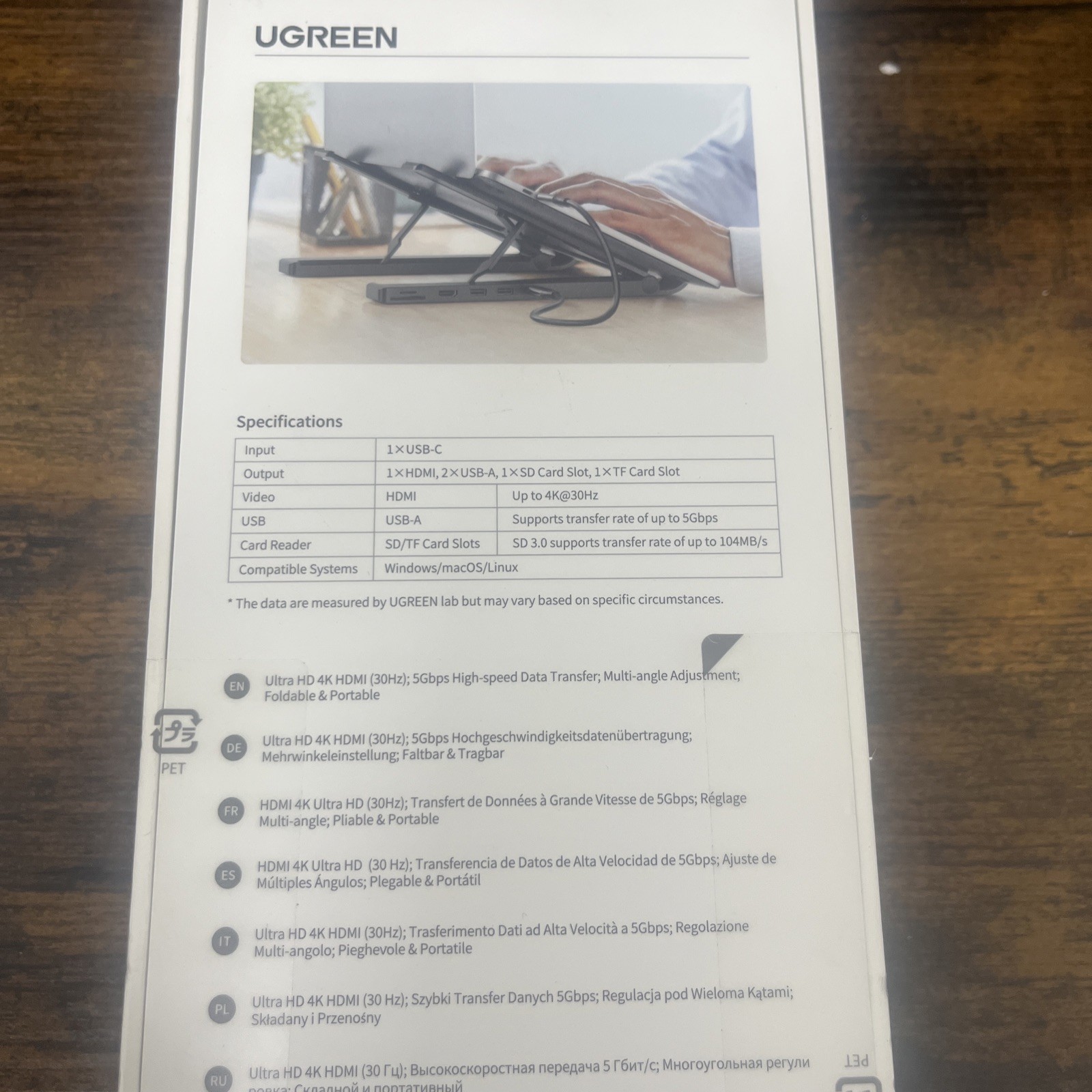 Ugreen USB-C To USB 3.0, HDMI, SD And TF Card Reader Docking Station.