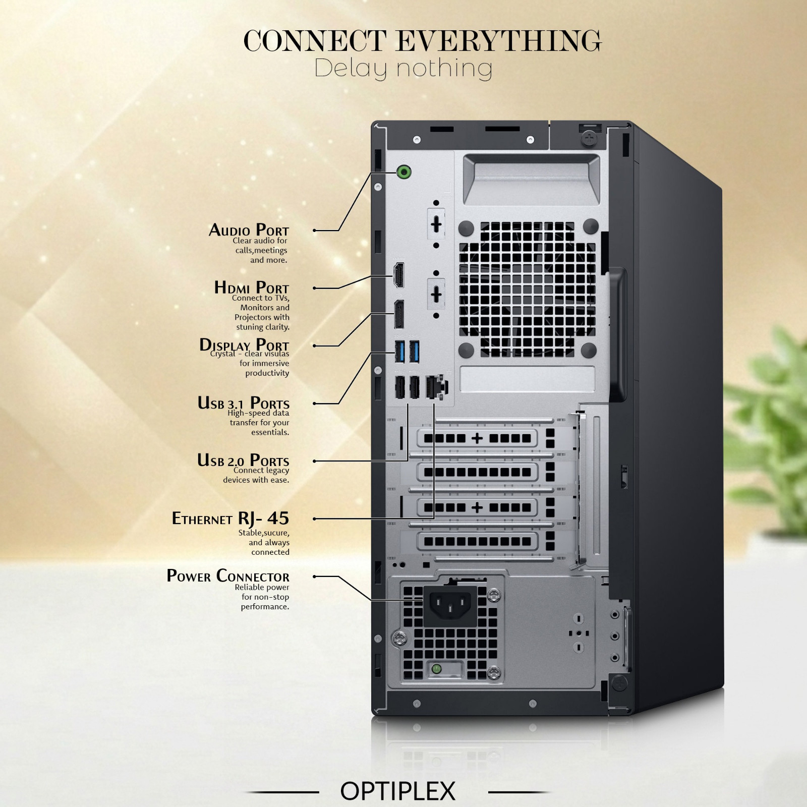 Dell Desktop Tower PC i5-9th, 8GB RAM 256GB SSD Wireless-KB&M Built-in Wi-Fi W11