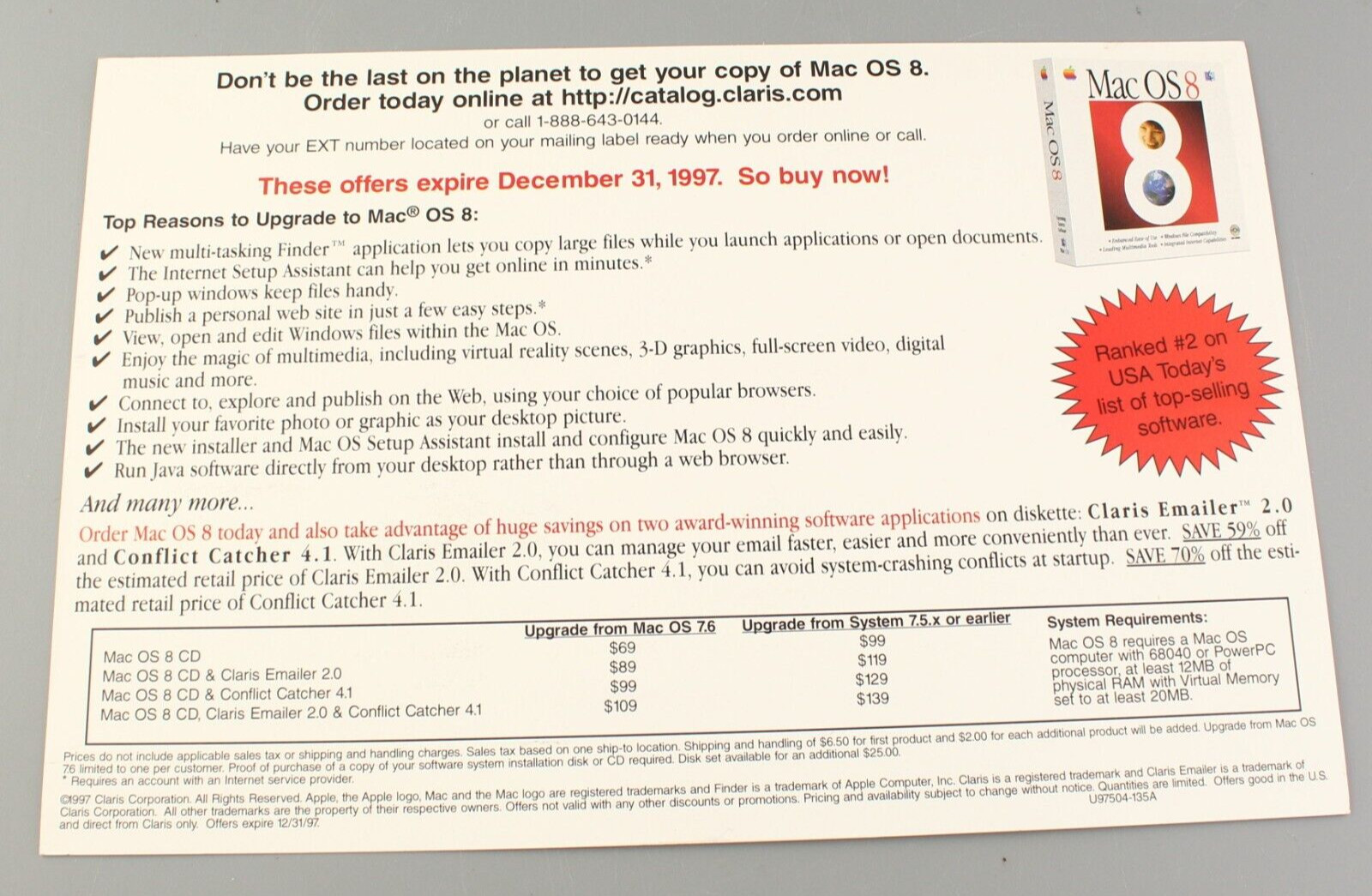 Vintage Apple Mac OS 8 Alien Spaceship UFO Flying Saucer Advertising Mailer 1997