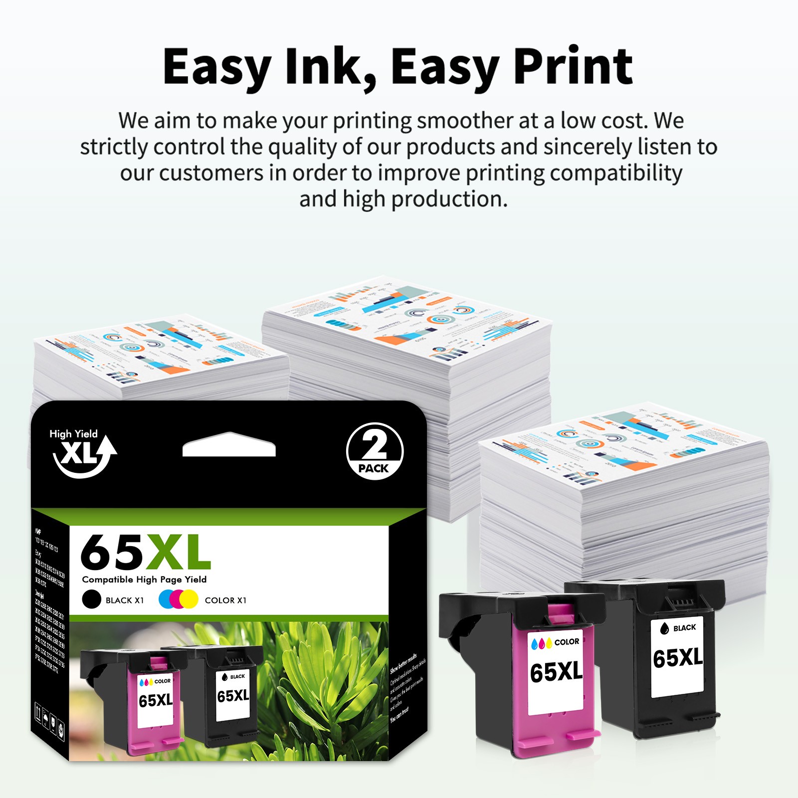65 XL Ink Cartridges For HP 65XL ENVY 5010 5055 5052 Deskjet 2600 2652 3755 LOT
