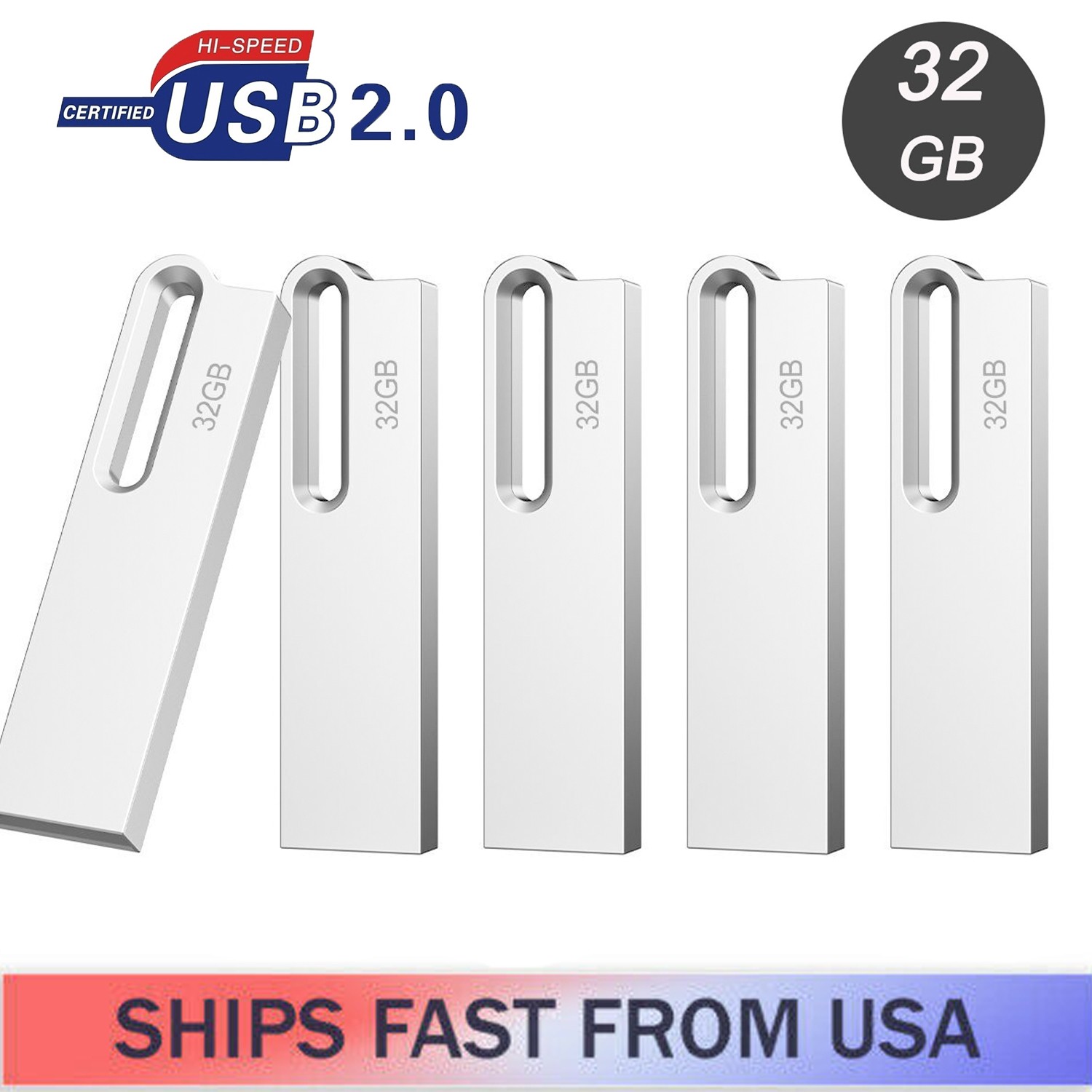 1/5/10PCS USB 2.0 32GB 64GB Metal USB Flash Drive Memory Stick For PC Laptop Lot