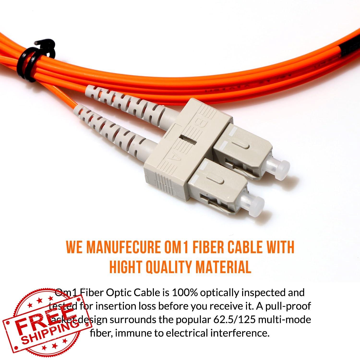 NewYork Cables OM1 SC to SC Fiber Optic Cable 15 Meter