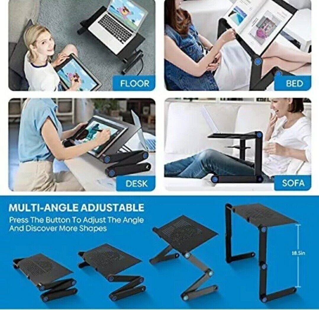 360° Adjustable Laptop Table Stand Lap Sofa Bed Tray Computer Notebook Desk