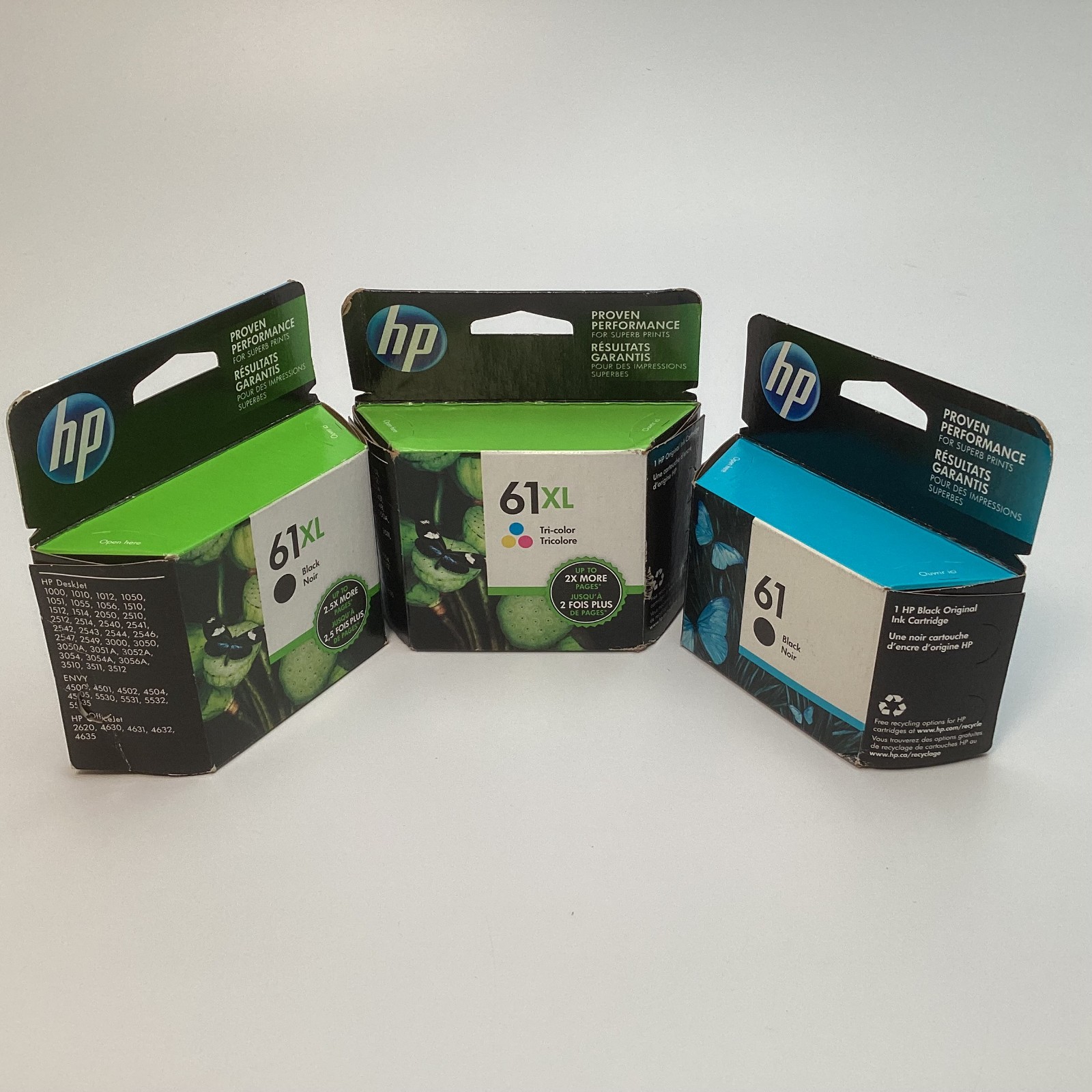 (3) HP 61 & 61XL Ink Cartridge – Black & Tri-Color CH561WN CH563WN 2018 & 2021