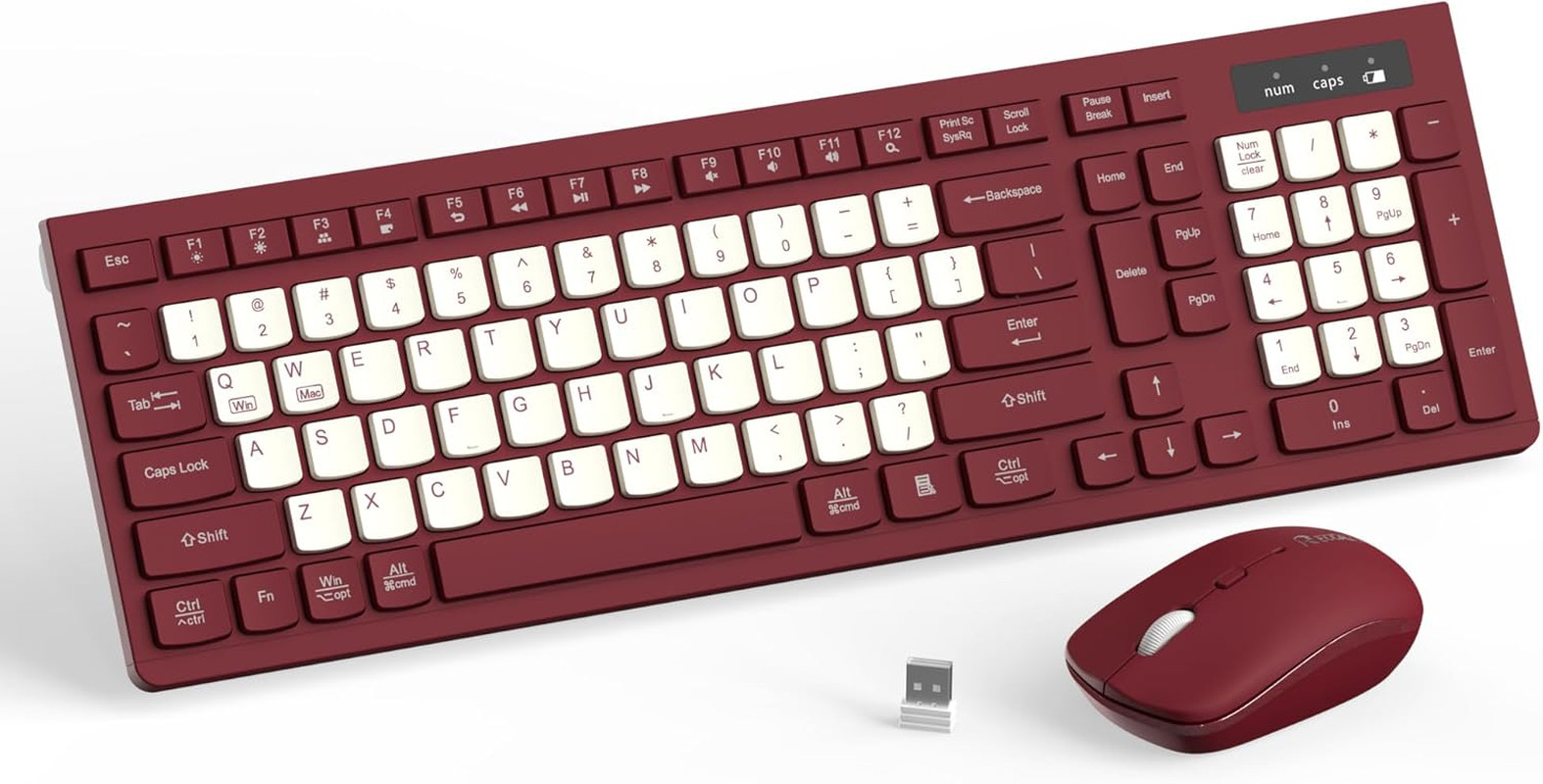 Wireless Keyboard and Mouse Combo Full Size Quiet Keys for Windows PC Mac