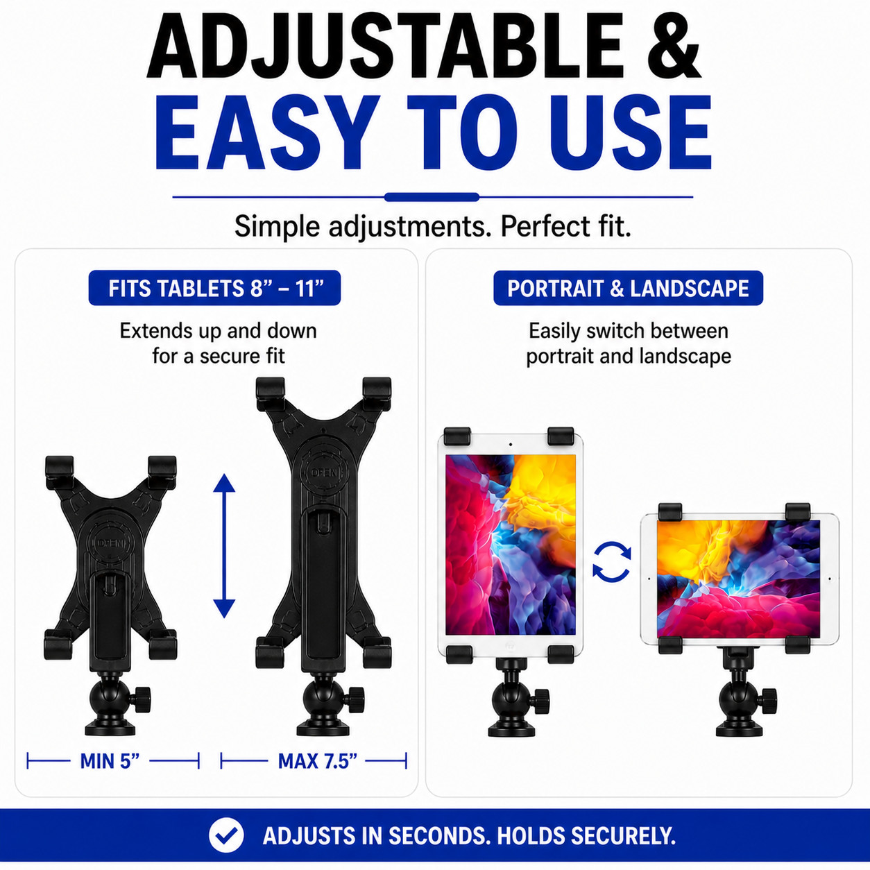 Tripod Mount Holder Bracket 1/4″ Thread Adapter For 7″-12″ Tablet iPad Universal