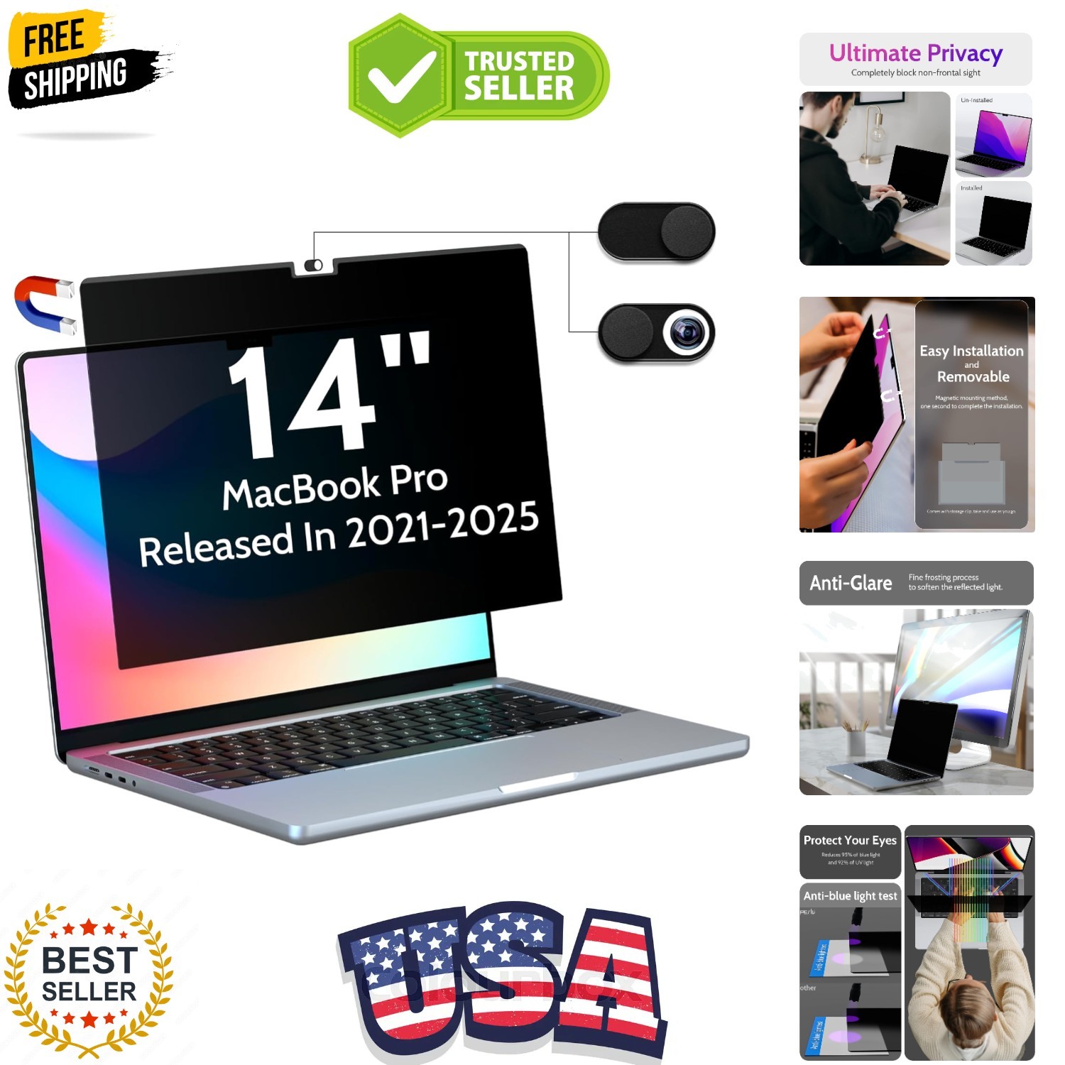 Magnetic Privacy Screen for MacBook Pro 14 Inch 2021-2025, M1, M2, M3, M4, M5…