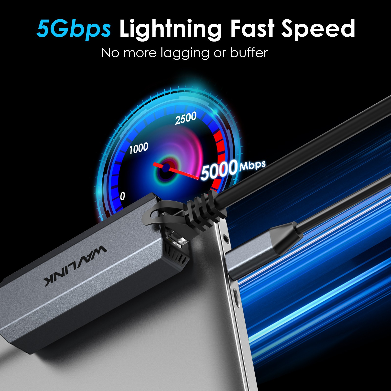 5Gbps USB-C to Ethernet Adapter LAN 5000Mbps USB-C to RJ45 Network Converter
