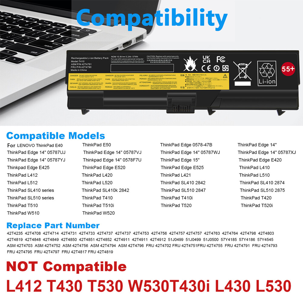42T4791 Battery For Lenovo ThinkPad E420 E520 T510 T520 W510 W520 SL410k SL510