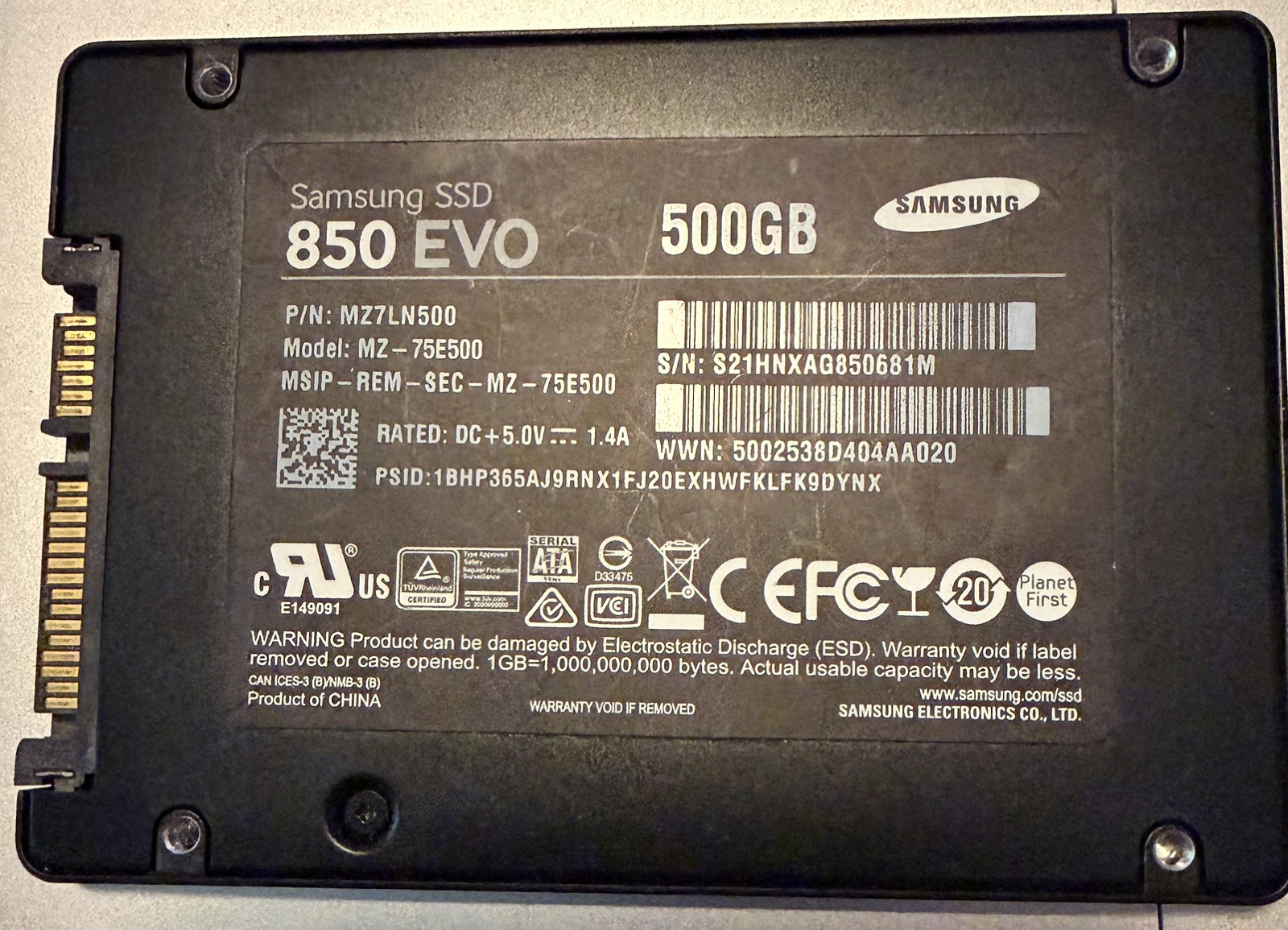 Samsung 850 EVO 500GB 2.5″ SATA SSD Solid State Drive MZ-75E500 (HDD00018)