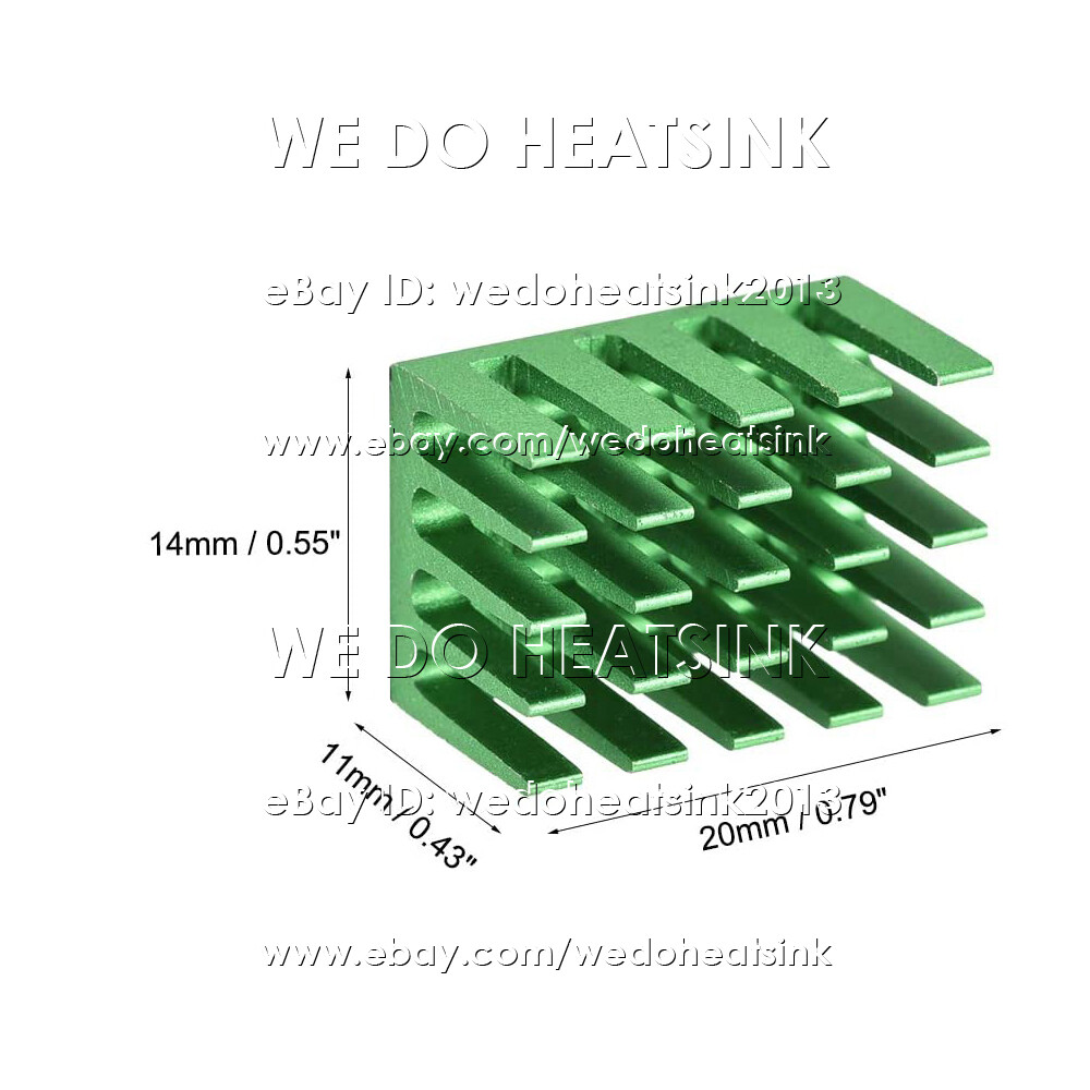 20x14x11mm With or Without Tape Green Anodized Heatsink Radiator Cooler for CPU