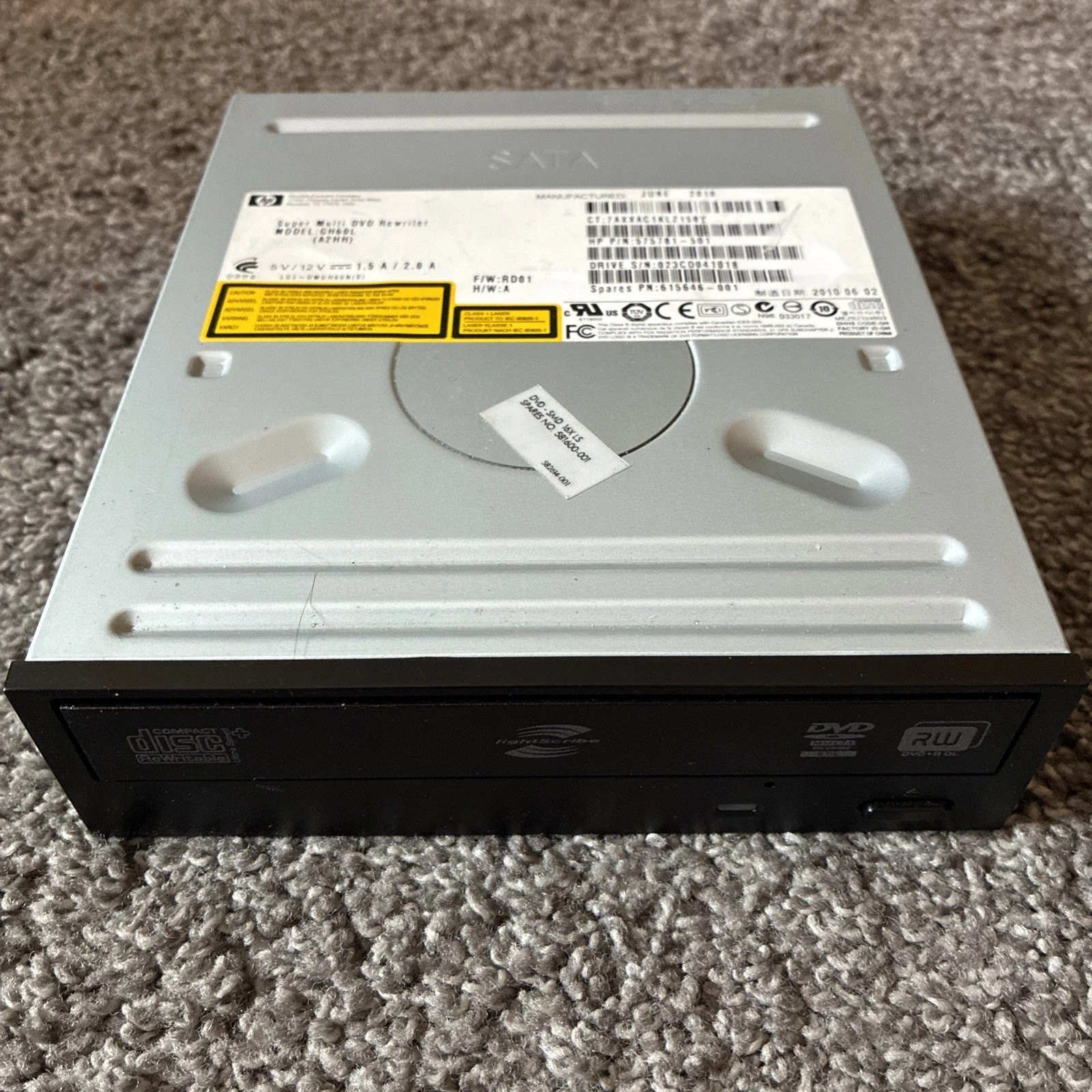 HP GH60L LightScribe DVD±RW Dual Layer DVD Writer SATA Optical Drive