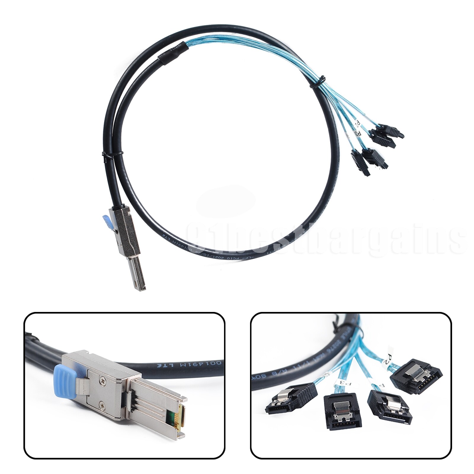 Mini SAS SFF-8088 to 4x SATA 7Pin Mini-SAS Male TO SATA Adapter Cable 1M 3.3ft