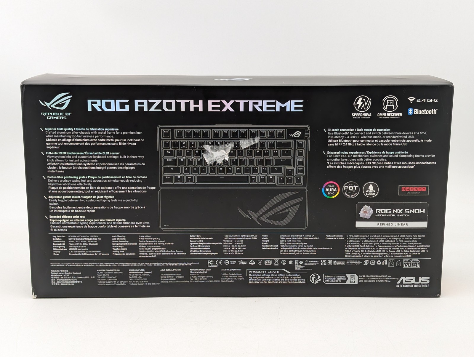 Asus ROG Azoth Extreme Mechanical Gaming Keyboard w/ LED (90MP03MA-BKAA01) Black