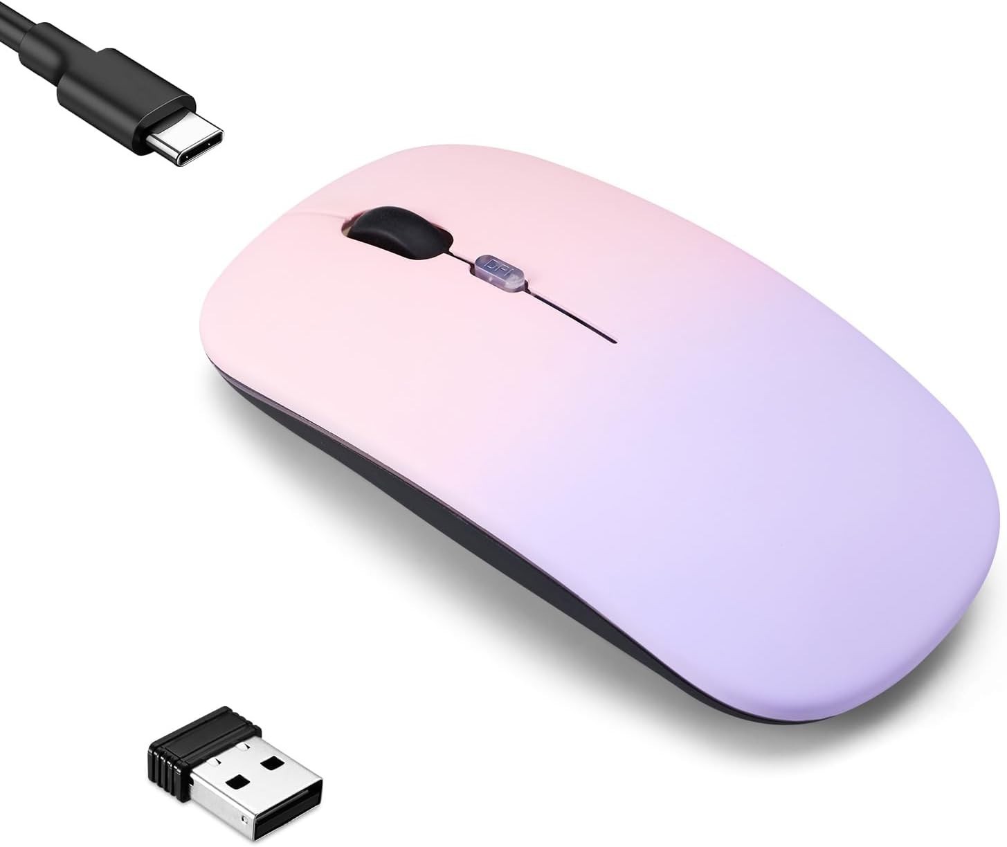 Wireless Bluetooth Mouse,LED Dual Mode Rechargeable Silent Slim Laptop Mouse,…