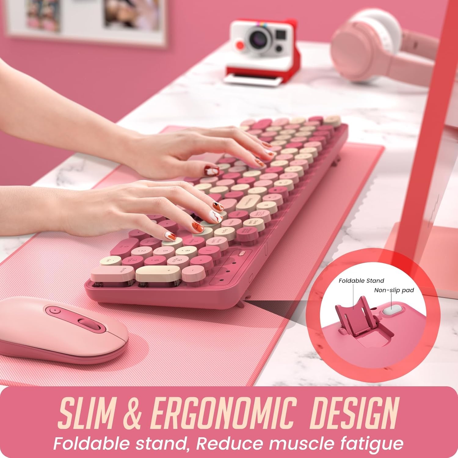 Colorful Computer PC Wireless Keyboard Mouse Combo Full-Sized Silent Typewriter