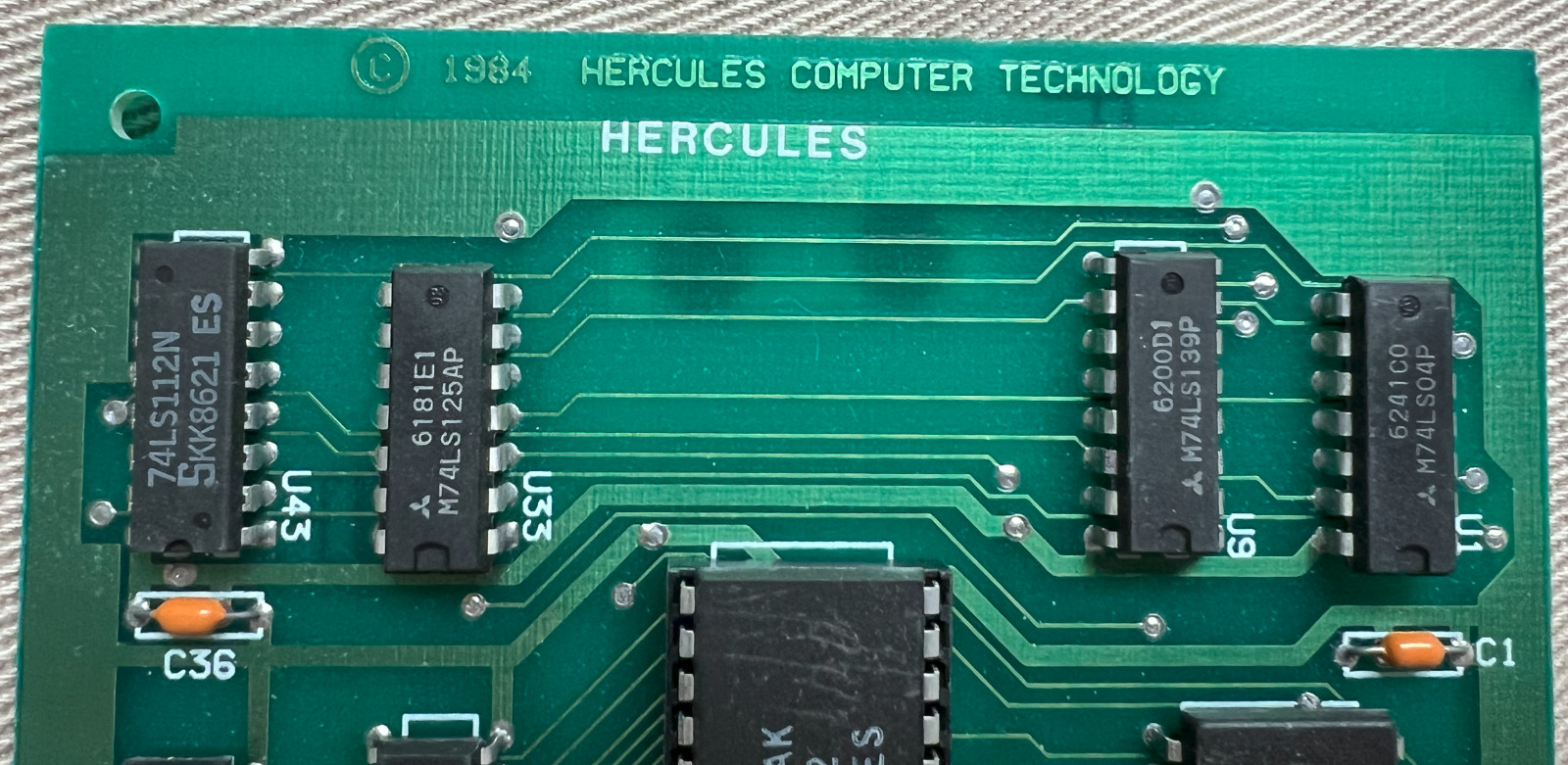 Vintage Original Hercules Model GB102 8-bit ISA Monochrome Graphics Card -Tested