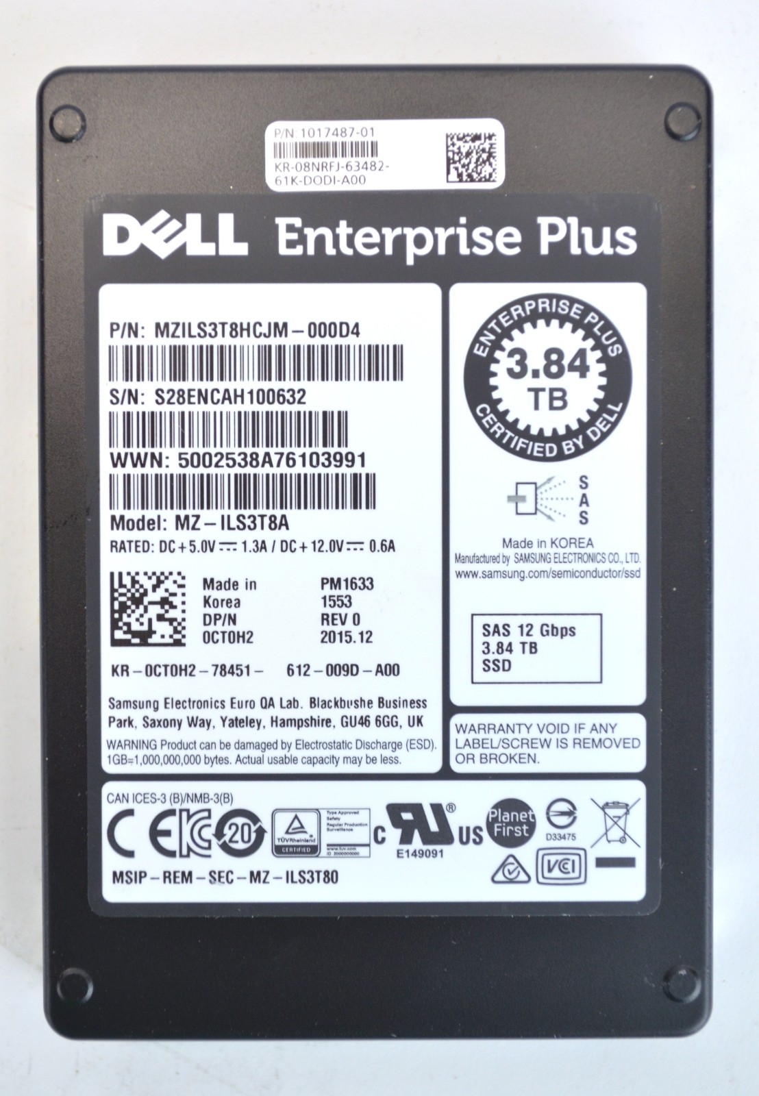 DELL Enterprise Plus MZ-ILT3T8A SAMSUNG PM1633 3.84TB SAS 12Gb/s SSD Tested!