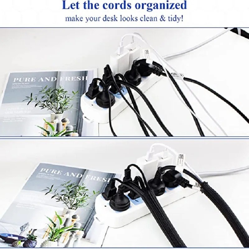Braided Cable Sleeve PET Nylon Wrapping Wire Protector Casing Desk PC TV Cord