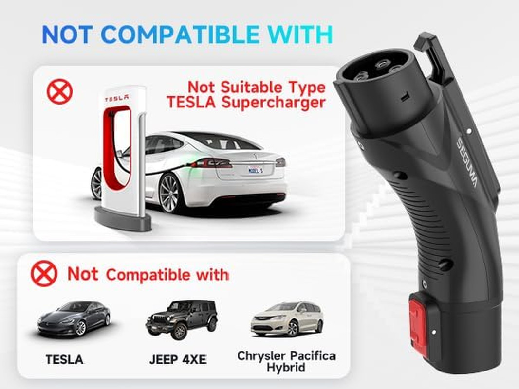 EV Charging Adapter for Tesla to J1772, up to 60Amp with Safety Lock, IP65, Port