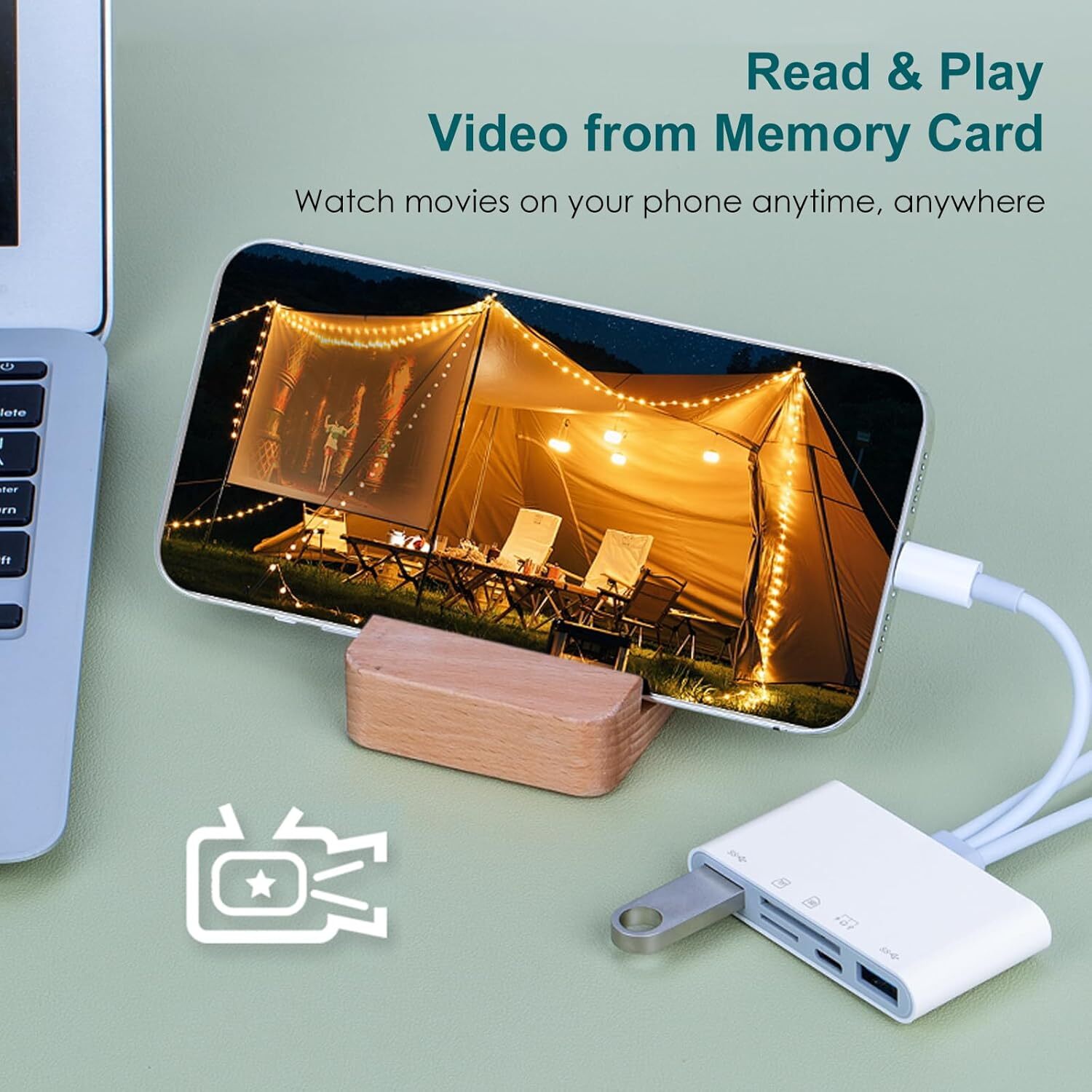 5 in 1 USB SD TF Card Reader Camera Adapter For iPhone 16 15 14 13 12 11 Pro Max