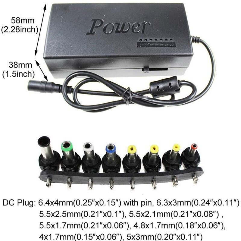 Universal Laptop Power Supply Charger AC To DC 12V/15V/16V/18V/19V/24V Adapter