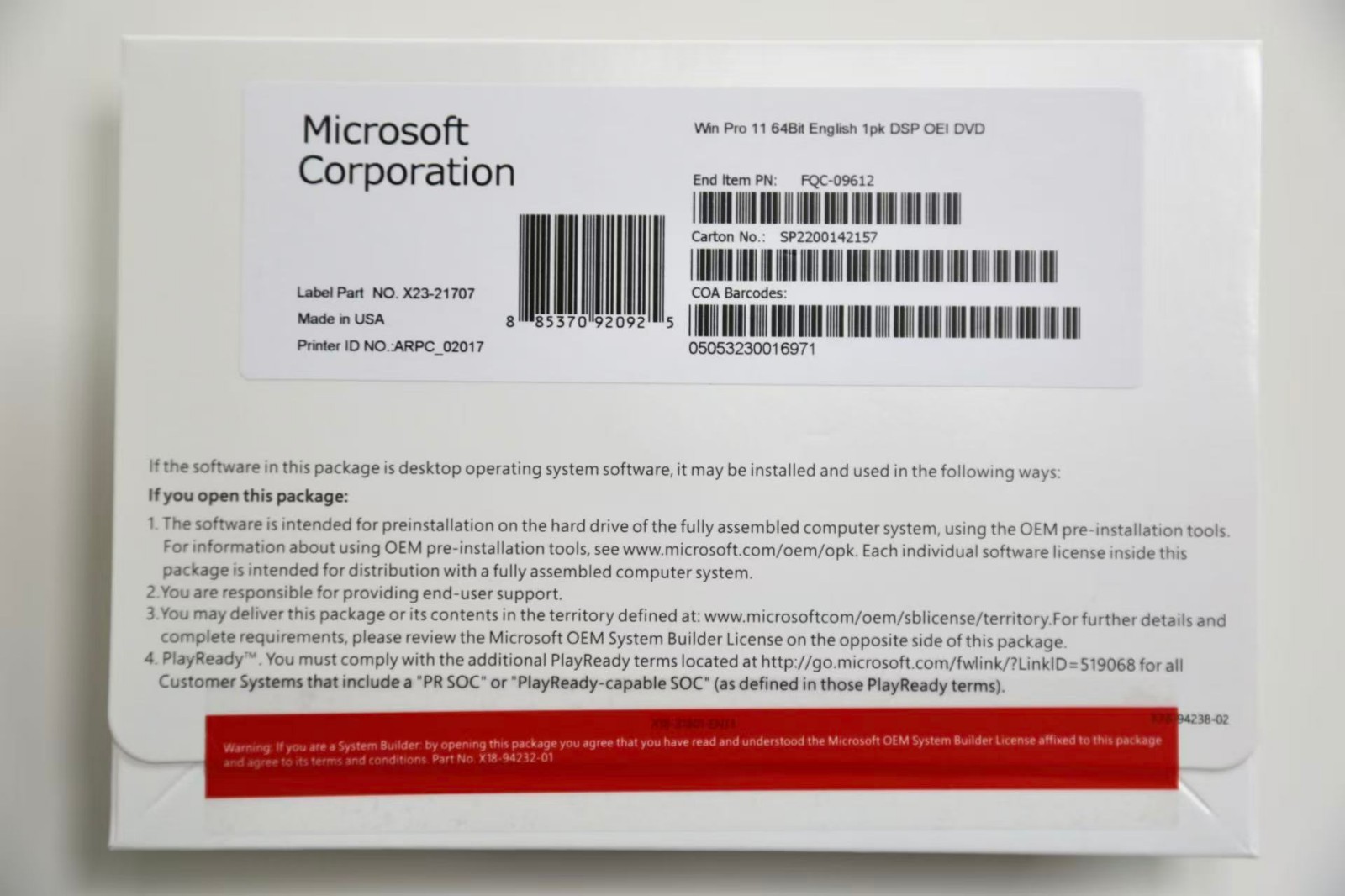 Win 11 Pro 64-Bit DVD & License ProductKey Factory Sealed US # Free Shipping..