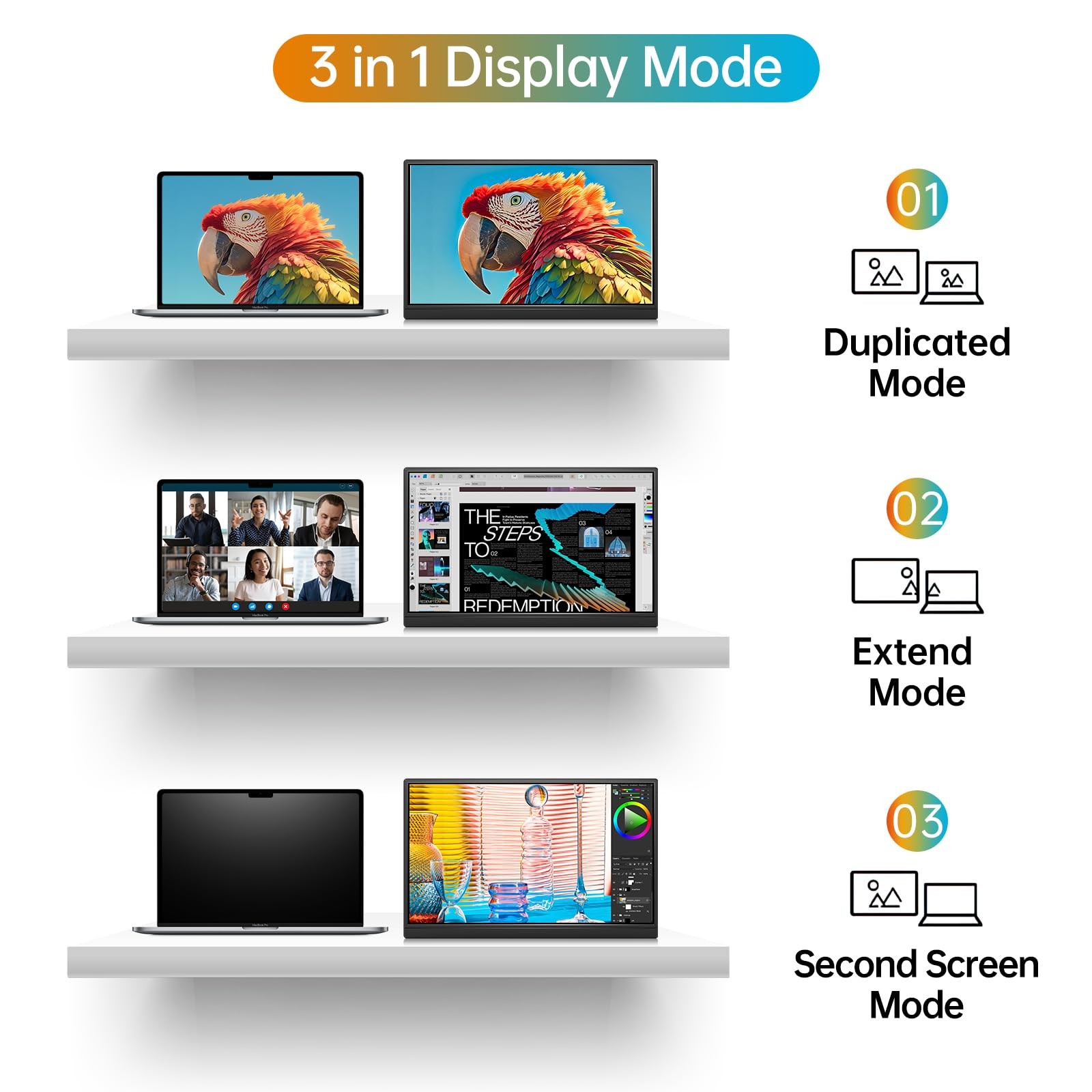 Portable Monitor 16.0inch FHD 1920 * 1200P USB C HDMI Ultra-Slim IPS Travel D…