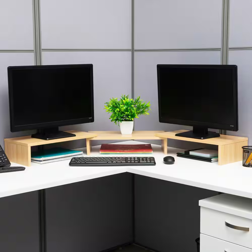 51.25 In. X 9.25 In. Wide Dual Monitor Stand, Desktop Organizer, Laptop Riser, M