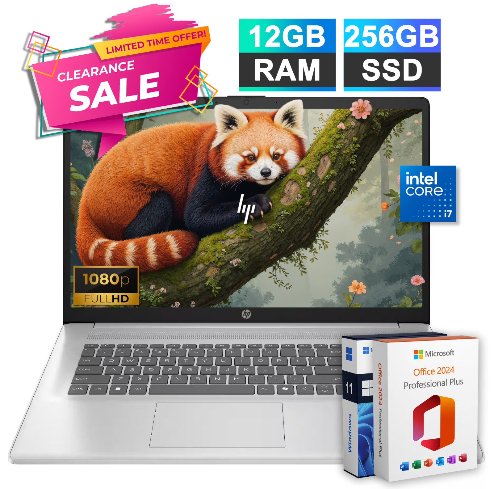 HP 17.3″ Laptop Computer 10-core Intel i7-1355U 12GB RAM & 256GB SSD Office 2024