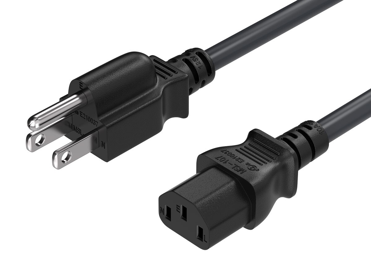 12ft NEMA 5-15P to C13 Shielded Heavy Duty Universal Power Cord, 18 AWG, 10A/…