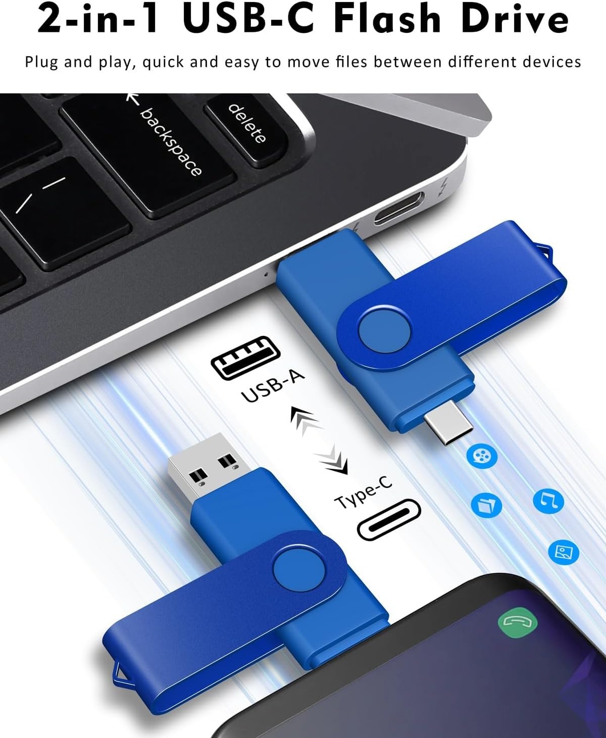 Compact 64GB Dual USB Flash Drive – Plug and Play for Effortless File Transfer